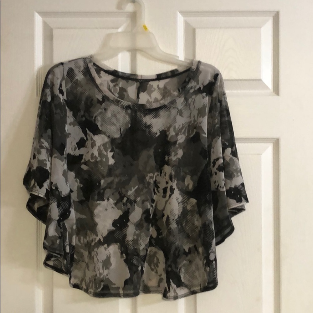 A large animal print blouse black